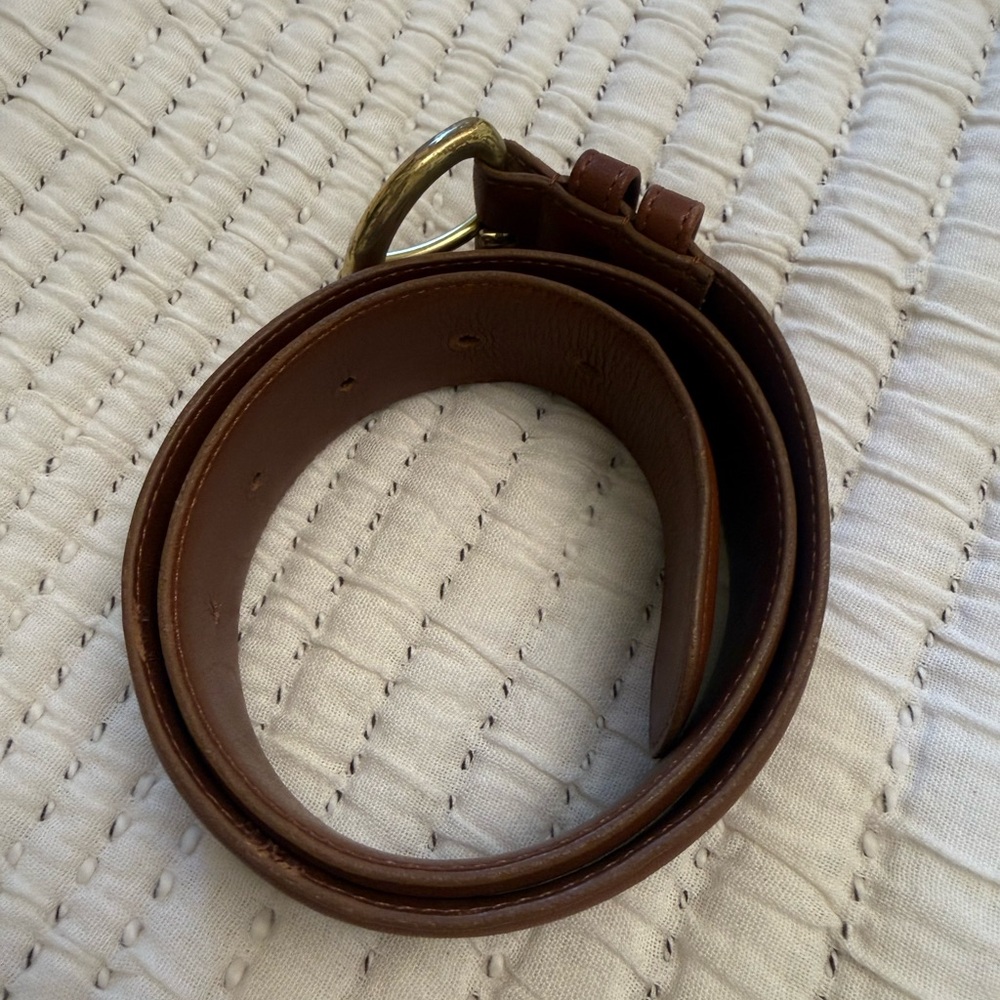 Coach Brown Leather Belt with Brass Buckle